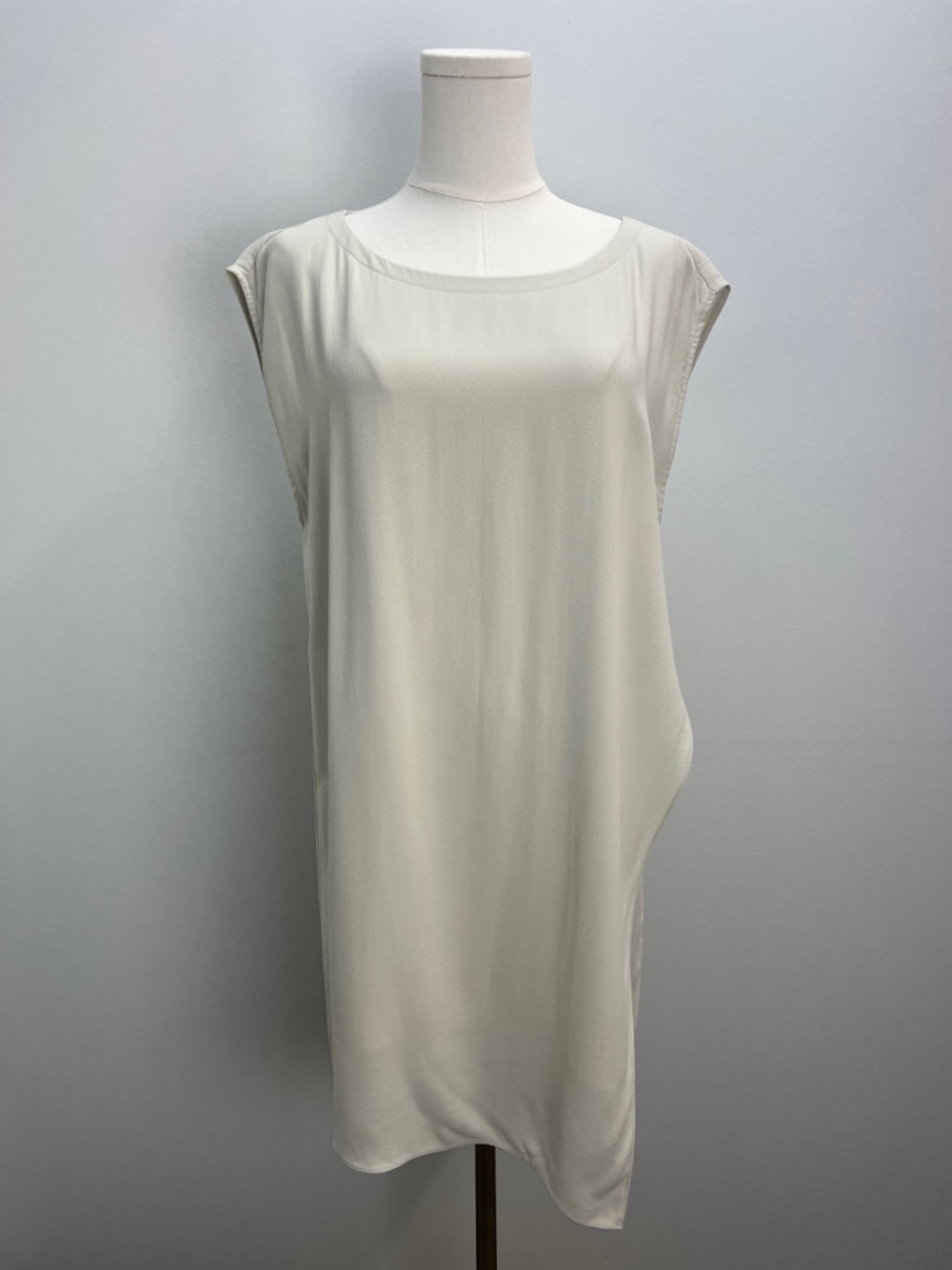Eileen Fisher Silk Tunic Top Asymmetrical Cream Boxy Oversized Small Capsule